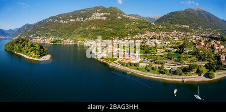 Isola Comacina - Ossuccio - Comer See (IT) - Luftbild Stockfoto