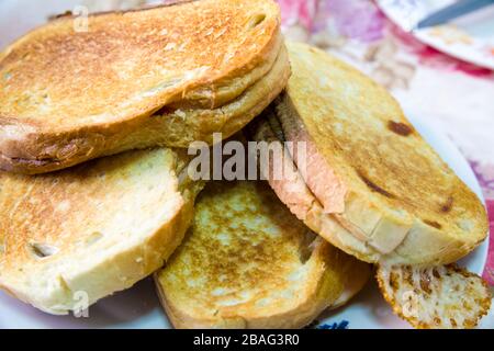 Frische Käsekröten, Nahaufnahme in der Küche Stockfoto