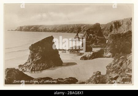 Anfang 1900 veröffentlichte die Postkarte von Bedruthan Steps, die von Newquay, Cornwall, SW England, Großbritannien, Großbritannien, gesendet wurde, 1926 Stockfoto