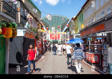 Chinesische Souvenirläden und Restaurants, Pagoda Street, Central Area, Chinatown, Republik Singapur Stockfoto