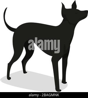 Schwarzer Hund, Abbildung, Vektor auf weißem Hintergrund Stock Vektor