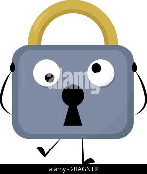 Crazy Lock, Illustration, Vektor auf weißem Hintergrund Stock Vektor