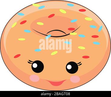 Niedlicher Donut, Illustration, Vektor auf weißem Hintergrund Stock Vektor