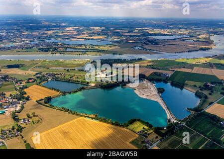 ellerdonksee, Bauprojekt, Droegenkamp, Bislicher Straße, Rhein, 01.08.2019, Luftaufnahme, Deutschland, Nordrhein-Westfalen, Ruhrgebiet, Wesel Stockfoto