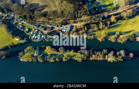 Zeltplatz Steger an der Ruhrniederung, Landkreis Bmmern, 21.01.2020, Luftbild, Deutschland, Nordrhein-Westfalen, Ruhrgebiet, Witten Stockfoto