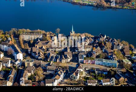 Luftaufnahme von Wetter mit Schloss Wetter, Kirche Wetter-Freiheit und Harkortsee, 21.02.2019, Deutschland, Nordrhein-Westfalen, Ruhrgebiet, Wetter/Ruhr Stockfoto