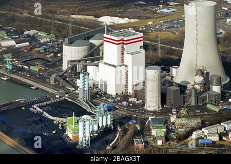 Kraftwerk Luenen-Stummhafen, 20.02.2012, Luftbild, Deutschland, Nordrhein-Westfalen, Ruhrgebiet, Luenen Stockfoto