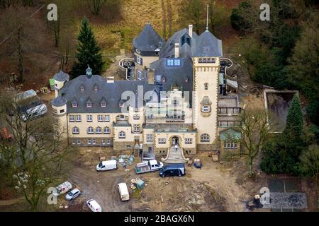 , schlossähnliches Gutshaus Villa hartenfels im Stadtwald Duisburg, 07.01.2014, Luftbild, Deutschland, Nordrhein-Westfalen, Ruhrgebiet, Duisburg Stockfoto