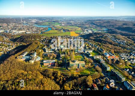 Evangelische Stiftung Volmarstein, Kliniken, und Blick auf Wetter und Hartkortsee, 21.01.2020, Luftaufnahme, Deutschland, Nordrhein-Westfalen, Ruhrgebiet, Wetter/Ruhr Stockfoto