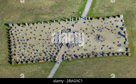 , Kunst- und Landschaftsinstallation Truemmerfeld nördlich der Mont-Cenis Akademie in Herne, 08.03.2014, Luftaufnahme, Deutschland, Nordrhein-Westfalen, Ruhrgebiet, Herne Stockfoto