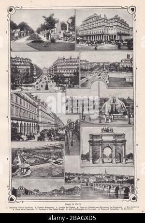Vintage Schwarz-Weiß-Fotos von Ansichten in Paris 1900s. Stockfoto