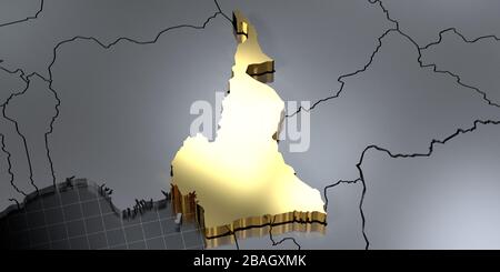 Kamerun - Länderform - 3D-Abbildung Stockfoto