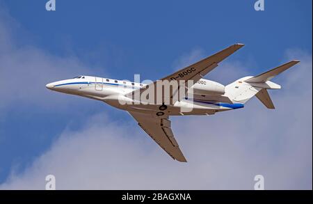 Air X Charter, Cessna 750 Citation X, D-BOOC, Abfahrt vom Flughafen Manchester Stockfoto