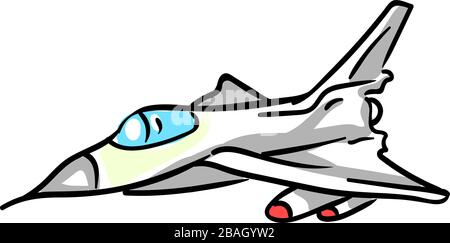 Militär-Jet-Kämpfer, Illustration, Vektor auf weißem Hintergrund Stock Vektor