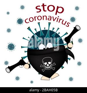 Beenden Sie Coronavirus. Cartoon-Vektorgrafiken auf weißem Hintergrund. Stock Vektor