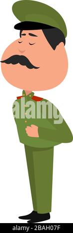 Officier mit Schnurrbart, Illustration, Vektor auf weißem Hintergrund Stock Vektor