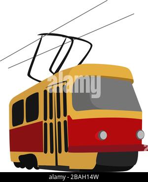 Spielzeug-Tram, Illustration, Vektor auf weißem Hintergrund Stock Vektor