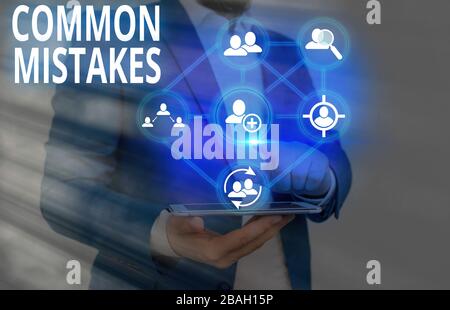 Text zeichen Häufige Fehler angezeigt. Business Foto text Aktionen, oft synonym mit Fehler verwendet werden. Stockfoto