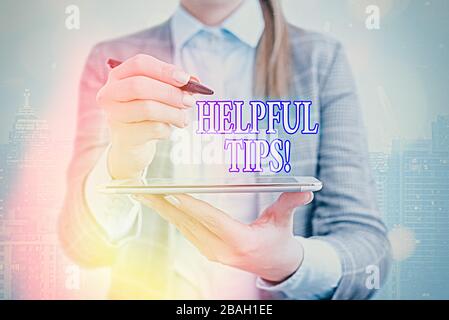Text zeichen Zeigt hilfreiche Tipps. Business Foto text Ratschläge gegeben hilfreiche Kenntnisse im Leben zu werden. Stockfoto