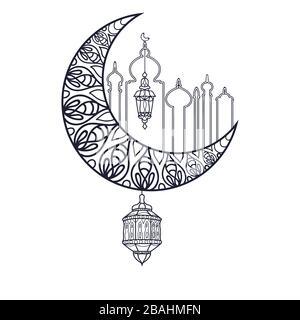 Elegantes Hintergrunddesign für islamische Festivals Ramadan und Eid. Ramadan kareem Moon Stock Vektor