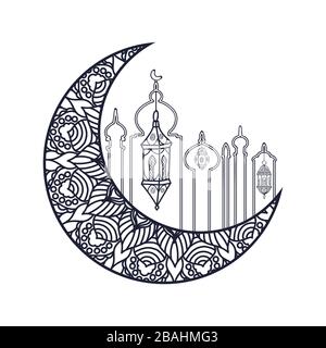 Elegantes Hintergrunddesign für islamische Festivals Ramadan und Eid. Ramadan kareem Moon Stock Vektor