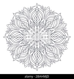 Rundmuster in Form von Mandala für Henna, Mehndi, Tätowierung, Dekoration. Dekoratives Schmuck im orientalisch-ethnischen Stil. Malbuchseite. Ramadan k Stock Vektor