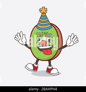 Ein Bild von Kiwi-Obst-Maskottchen-Charakter als lustiger Clown Stockfoto