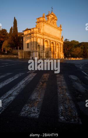 Morgenlicht auf Fontana dell Acqua Paola in Rom Stockfoto