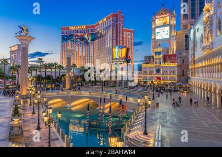 Das Casino und der Hotelkomplex Venetian am Strip in Las Vegas, Nevada, USA. Stockfoto