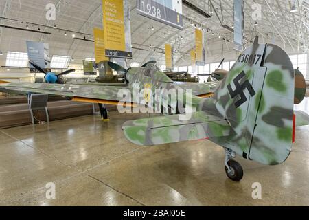 AM 19. SEPTEMBER 2015 sitzt EVERETT, WA: Eine Focke-Wulf FW 190 D-13 in einem Museum im Raum Seattle. Stockfoto