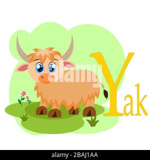 Y-Wort für Darstellung des Yak-Tieralphabets Stock Vektor