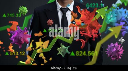 Recovery-Markt Zerstört Coronavirus Covid-19 Stockfoto