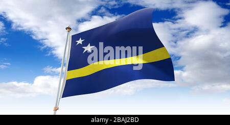 Curacao - schwenkende Flagge - 3D-Abbildung Stockfoto