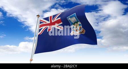 Falklandinseln - schwenkende Flagge - 3D-Abbildung Stockfoto