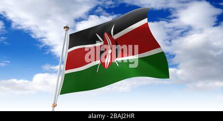 Kenia - schwenkende Flagge - 3D-Darstellung Stockfoto