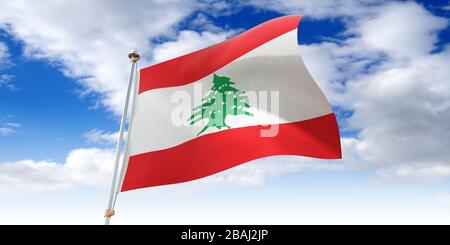 Libanon - schwenkende Flagge - 3D-Abbildung Stockfoto