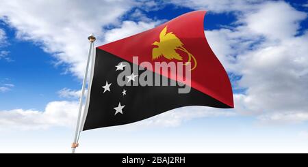 Papua-Neuguinea - schwenkende Flagge - 3D-Illustration Stockfoto