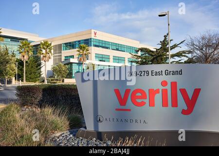 Wahrlich, Life Sciences Hauptsitz in South San Francisco. Wahrlich, Alphabet Inc. Ist die Forschungsorganisation, die sich dem Studium der Biowissenschaften widmet. Stockfoto