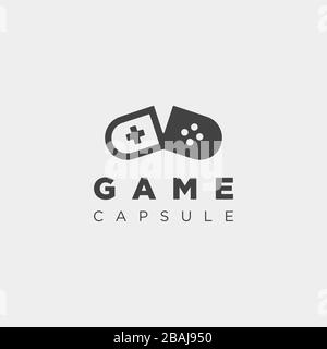 Capsel Joystick Logo Template Design Illustration Stock Vektor