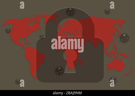 Coronavirus oder Covid 19 global oder weltweit aufgrund eines Virusausbruchs gesperrt oder unter Quarantäne gestellt Stockfoto