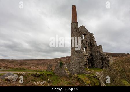 Carn Galver Mine Pump Engine House, Penwith Peninsula, Cornwall, Großbritannien Stockfoto