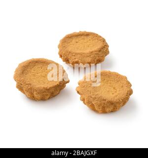 Ein einziges traditionelles holländisches Butterkeks namens Hernhuttertje isoliert auf weißem Hintergrund Stockfoto