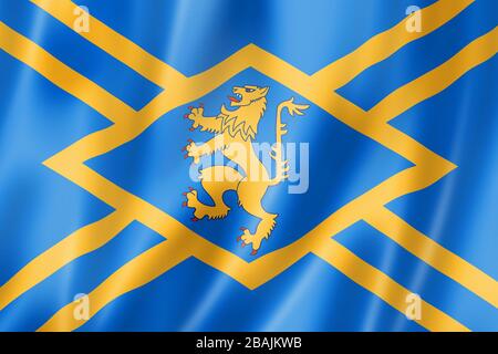 Flagge von East Lothian County, Großbritannien schwenkt Bannersammlung. 3D-Abbildung Stockfoto