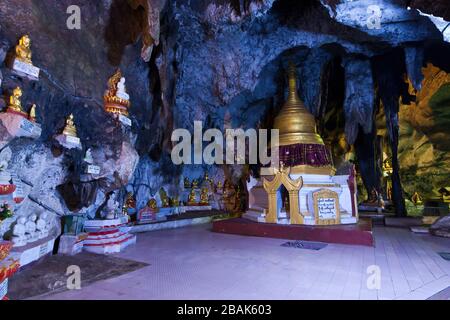 Das Innere der wichtigsten Pindaya Caves, Myanmar Stockfoto