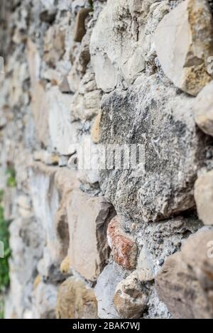 Bestimmte Ansicht einer Anlage im alten Steinmauer geboren, in der Ortschaft Borgo Cervo in Ligurien Italien. Als eine kraftvolle Hintergrund der Natur nützlich Stockfoto