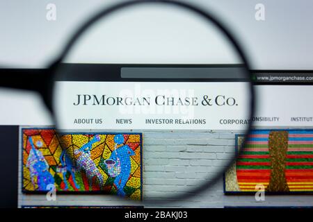 Los Angeles, Kalifornien, USA - 12. Juni 2019: Illustrative Editorial der Webseite von JPMorgan Chase Co. Das JPMorgan Chase Co-Logo ist auf dem Display sichtbar Stockfoto