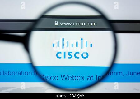 Los Angeles, Kalifornien, USA - 12. Juni 2019: Illustrative Editorial der Cisco Website Homepage. Cisco Logo auf dem Bildschirm sichtbar Stockfoto