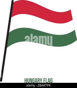 Ungarn Fahne winken Vector Illustration auf weißem Hintergrund. Ungarn Landesflagge. Stock Vektor