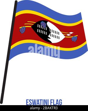 Eswatini Flagge schwenkten Vector Illustration auf weißem Hintergrund. Eswatini Nationalflagge. Stock Vektor