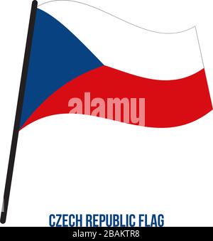 Tschechische Republik Flagge schwenkten Vector Illustration auf weißem Hintergrund. Tschechien Nationalflagge. Stock Vektor